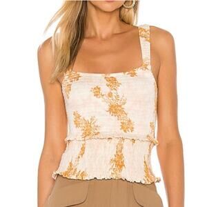 FREE PEOPLE | Intimately Hanna Peach and Pink Floral Smocked Camisole | Medium